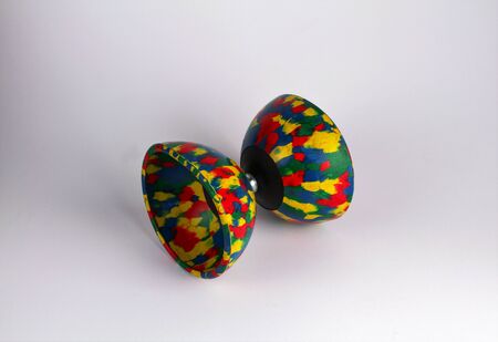 Colored juggling tool. Light backgroundの写真素材