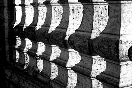 Detail of the marble balustrade at the Spanish Steps in Rome