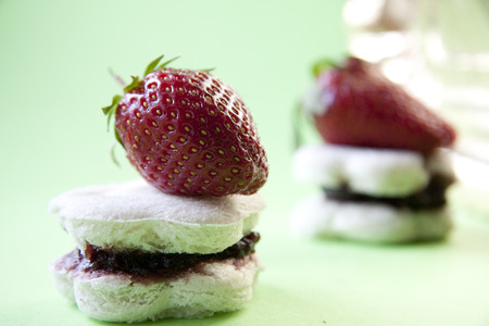 Strawberry jam sandwichesの写真素材