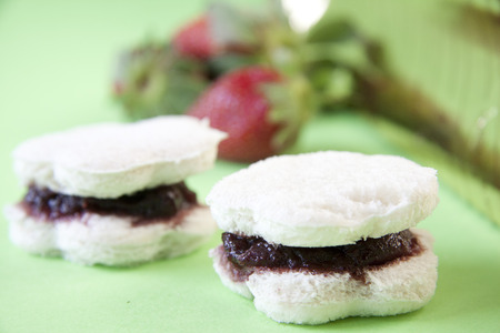 Strawberry jam sandwichesの写真素材