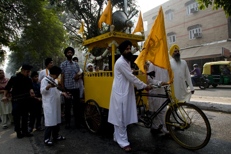 Guru Nanak Jayanti celebration in Delhi, Indiaのeditorial素材