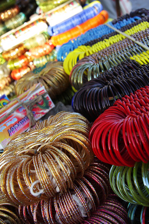 Indian bangles sold at Jodhour, Indiaの写真素材