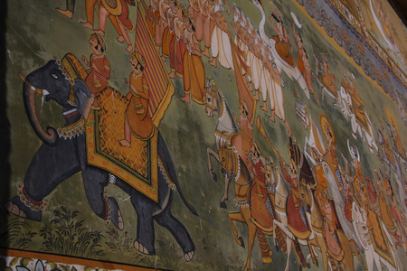 Indian wall painting at Muslim shrine at Mehrangarh Fort in Jodhpur, Indiaのeditorial素材