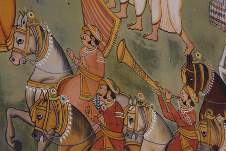 Indian wall painting at Muslim shrine at Mehrangarh Fort in Jodhpur, Indiaのeditorial素材
