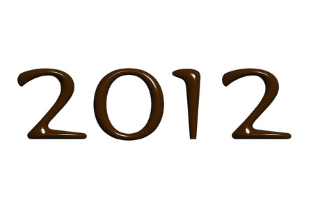New year 2012 chocolate on a white background