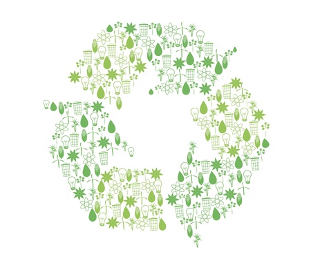 Set of icons related to bioenergy in form of recycle symbolのイラスト素材