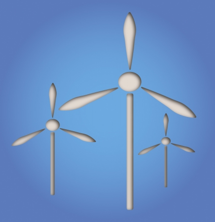 illustration of paper cut out windmill, producing energyのイラスト素材