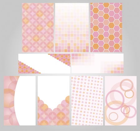 set banners decorated with geometric figures in rose tonesのイラスト素材