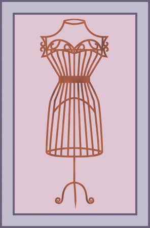 illustration of vintage card with wooden mannequin のイラスト素材