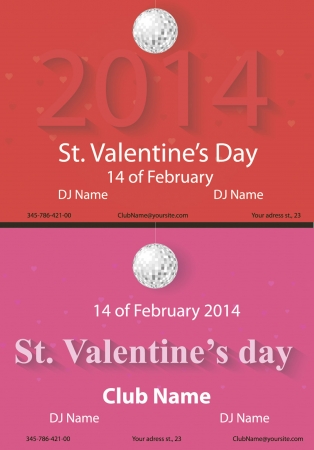 Vector set of red and pink St  Valentineâs day flyers, can be used as invitation or card  Shadows are editableのイラスト素材