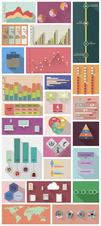 Vector set of flat infographic elementsのイラスト素材