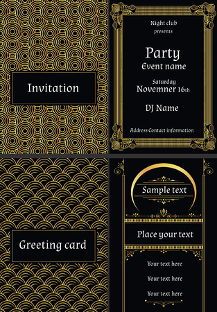 vector illustration of greeting cards invitations in art deco styleのイラスト素材