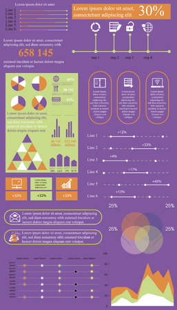 Vector illustration of flat infographics  Altogether file contains 14 groups of  elementsのイラスト素材