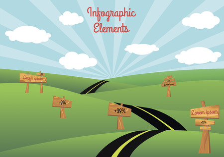 illustration of road, travel infographic elementsのイラスト素材