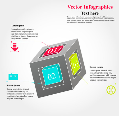 vector illustration of abstract business infograghics in form of 3d cubeのイラスト素材