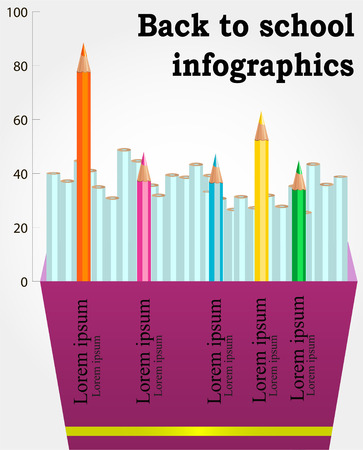 Vector illustration of back to school infographics with colorful pencilsのイラスト素材