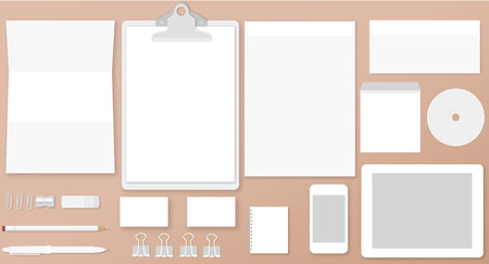 Vector illustration of white stationary or branding identity mock upのイラスト素材