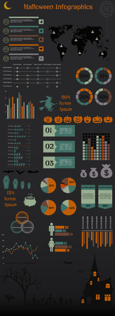 illustration of vintage Halloween infographic elements setのイラスト素材