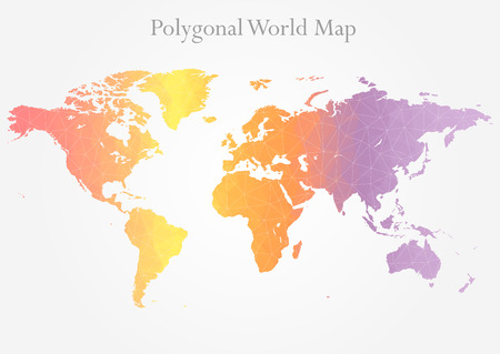 Vector World map background in polygonal styleのイラスト素材