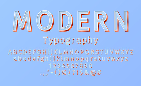 Vector modern sans serif alphabet and font. 3D bright lowercase and uppercase letters, signs and numbers. Typography for promotion, posters, t shirt, sale banner, prints, decoration.のイラスト素材