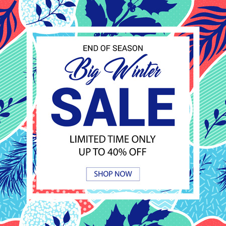 Winter sale in Memphis style. Trendy cute background.のイラスト素材