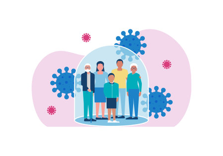 worldwide vaccination. Family vaccination conceptのイラスト素材