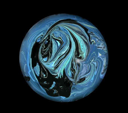 One blue planet in deep space. Black space. Blue Sunset.のイラスト素材