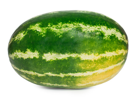 Green oval watermelon isolated on white background.の写真素材