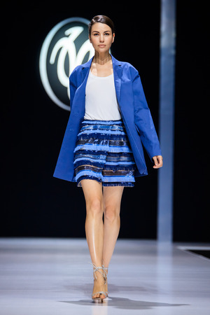 MOSCOW, RUSSIA - OCTOBER 18, 2016: Model walk runway for Valentin Yudaskin catwalk at Spring-summer 2017 Moscow Fashion Week.のeditorial素材