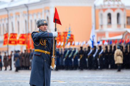 MOSCOW, RUSSIA - NOVEMBER 05, 2016: Full-dress rehearsal of the parade, dedicated to November 7, 1941 on Red Square in Moscow.のeditorial素材