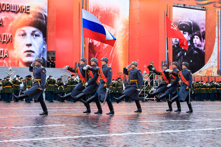 MOSCOW, RUSSIA - NOVEMBER 05, 2016: Full-dress rehearsal of the parade, dedicated to November 7, 1941 on Red Square in Moscow.のeditorial素材