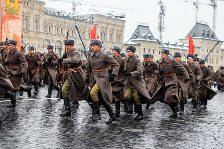 MOSCOW, RUSSIA - NOVEMBER 05, 2016: Full-dress rehearsal of the parade, dedicated to November 7, 1941 on Red Square in Moscow.のeditorial素材