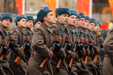 MOSCOW, RUSSIA - NOVEMBER 07, 2016: Parade dedicated to November 7, 1941 on Red Square in Moscow....