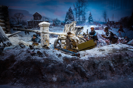 MOSCOW, RUSSIA - DECEMBER 20, 2016: A unique 3D panorama called Moscow. 1941. Counteroffensive at the Russia, My History historical park at the National Exhibition of Economic Achievements (VDNKh).のeditorial素材