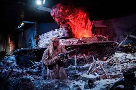 MOSCOW, RUSSIA - DECEMBER 20, 2016: A unique 3D panorama called Moscow. 1941. Counteroffensive at the Russia, My History historical park at the National Exhibition of Economic Achievements (VDNKh).のeditorial素材