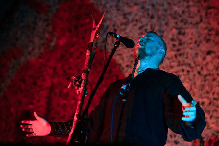 MOSCOW, RUSSIA - FEBRUARY 04, 2017: Norwegian folk nordic ethnic band Wardruna performing live at Yotaspace club on February 04, 2017 in Moscow, Russiaのeditorial素材