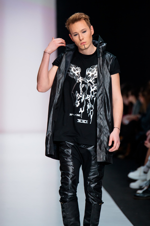 MOSCOW, RUSSIA - MARCH 14, 2017: Model walk runway for YULIA KOSYAK catwalk at Fall-Winter 2017-2018 at Mercedes-Benz Fashion Week Russia.のeditorial素材