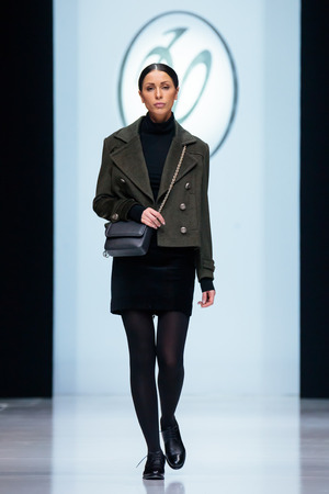 MOSCOW, RUSSIA - MARCH 21, 2017: Model walk runway for VALENTIN YUDASHKIN catwalk at Autumn-Winter 2017-2018 Moscow Fashion Week.のeditorial素材
