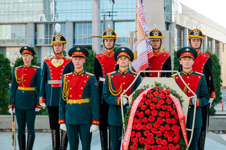 MOSCOW, RUSSIA - SEPTEMBER 02, 2017: Day of the Russian Guard. The Honor Guard of the 154...