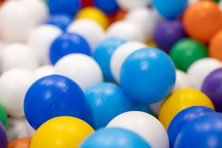 texture of multi-colored plastic balls for the background. close-up, background in blurの写真素材