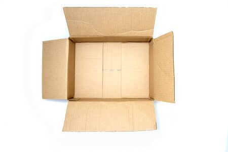 top view: open empty cardboard box with space for copy space. concept: moving, packaging, gift....