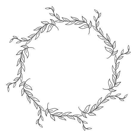 frame of beautiful flowers on the white background, one continuous line, black outline art, floral vector elements, botany setのイラスト素材
