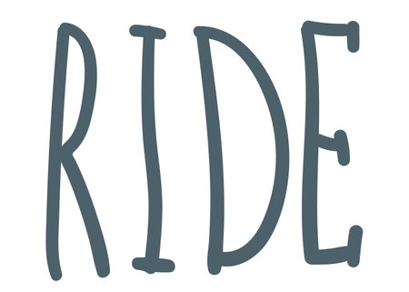 lettering ride. hand drawing. vector illustration, handwritten text.のイラスト素材