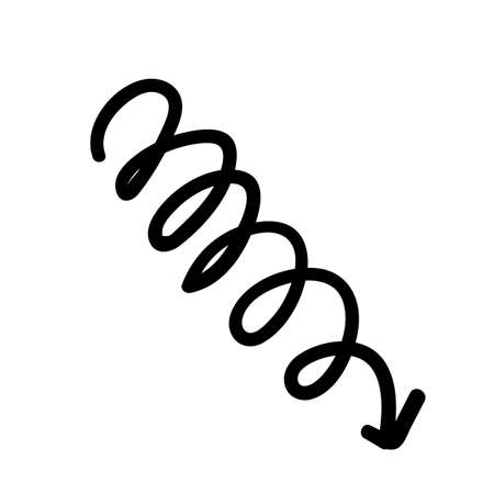 curve curved spiral arrow doodle hand drawn. vector illustrationのイラスト素材