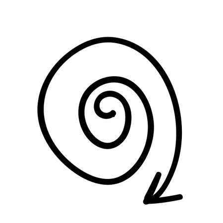 round spiral arrow pointing outward. hand-drawn doodle. vector illustrationのイラスト素材