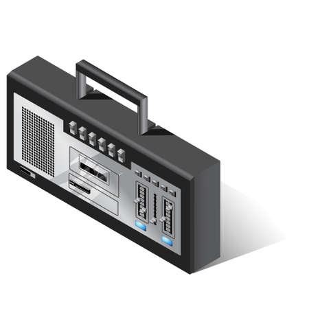 retro music stereo player. vector isometric illustrationのイラスト素材