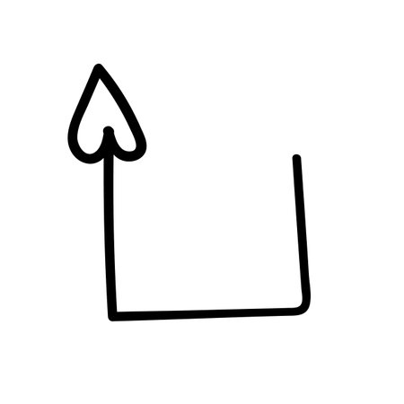 black square arrow with a heart-tipped arrow. doodle vector element. hand drawのイラスト素材
