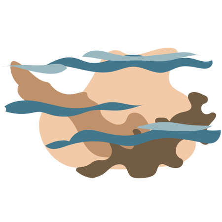 beautiful abstract composition of figures. minimalistic landscape. Abstract landscape design for covers, posters, prints, wall art in a minimalist style. Vectorのイラスト素材