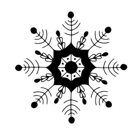 beautiful hand-drawn fantasy snowflake. clip art vector elementのイラスト素材