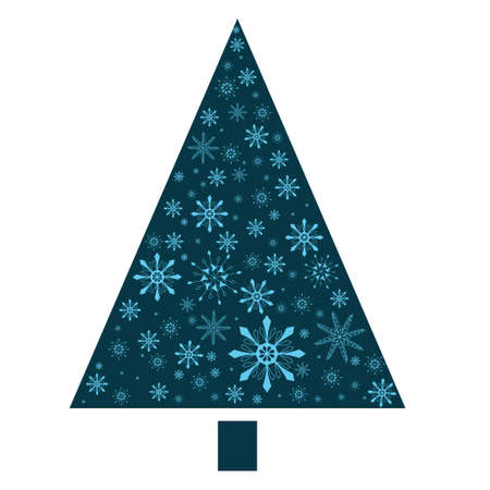 abstract christmas tree made of snowflakes on a blue background. vector decor elementのイラスト素材